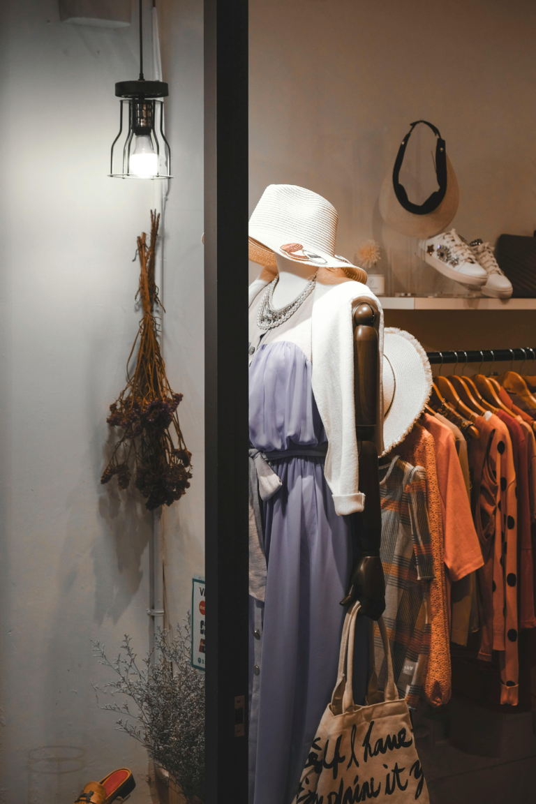 Stylish mannequin showcasing elegant apparel at a fashion boutique in Taipei.